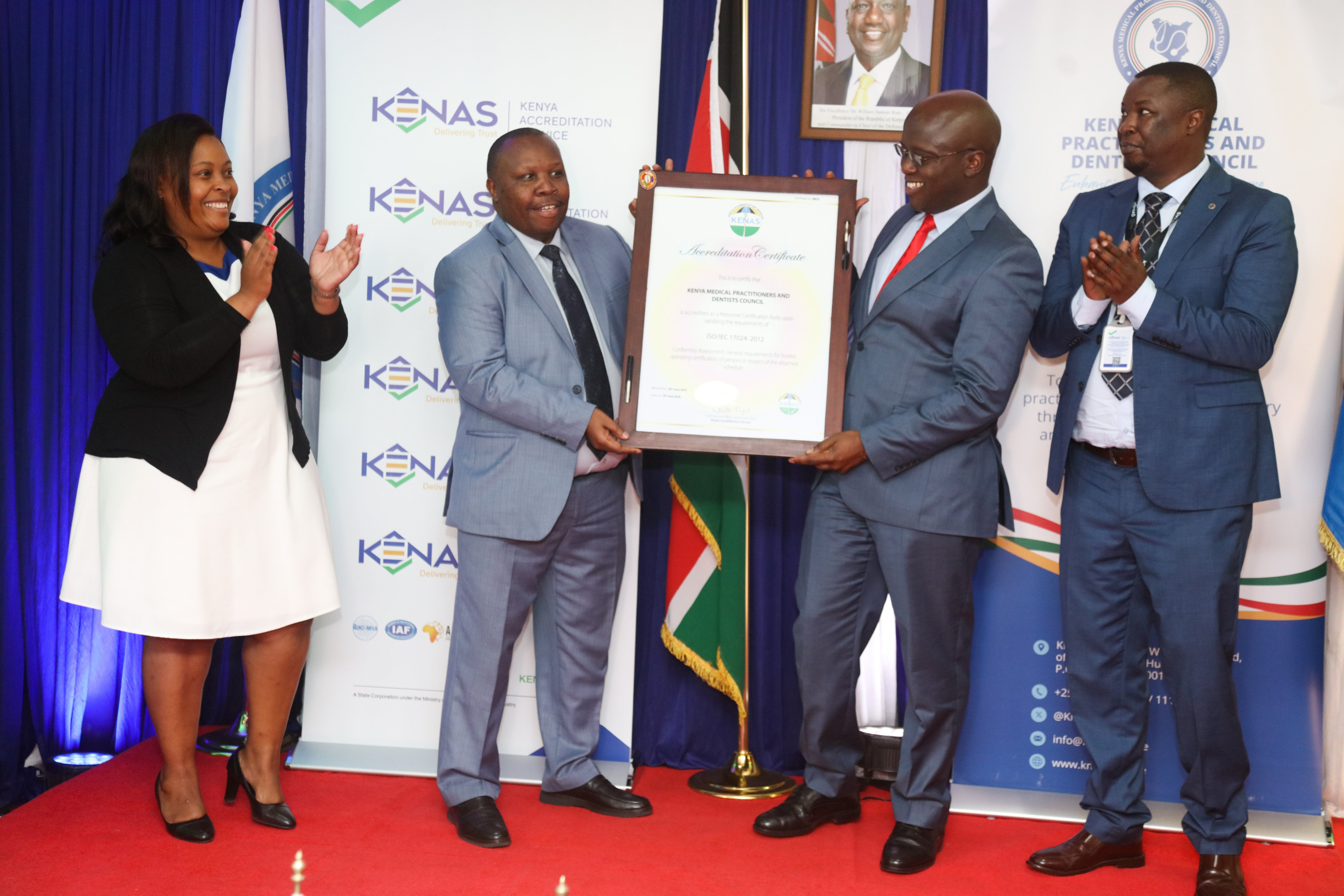 KMPDC CEO Dr. David Kariuki (Second left) during a past event at the council offices