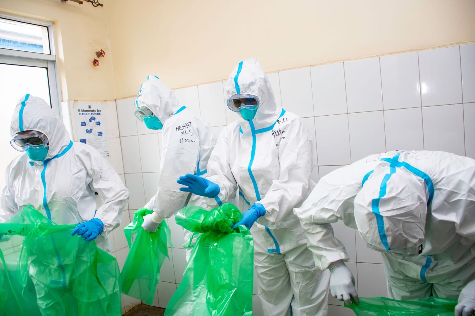Healthcare workers participate in an Ebola Virus Disease simulation exercise at Kenyatta National Hospital, testing Kenya’s capacity to detect, isolate and manage suspected Ebola cases as part of ongoing national preparedness efforts.