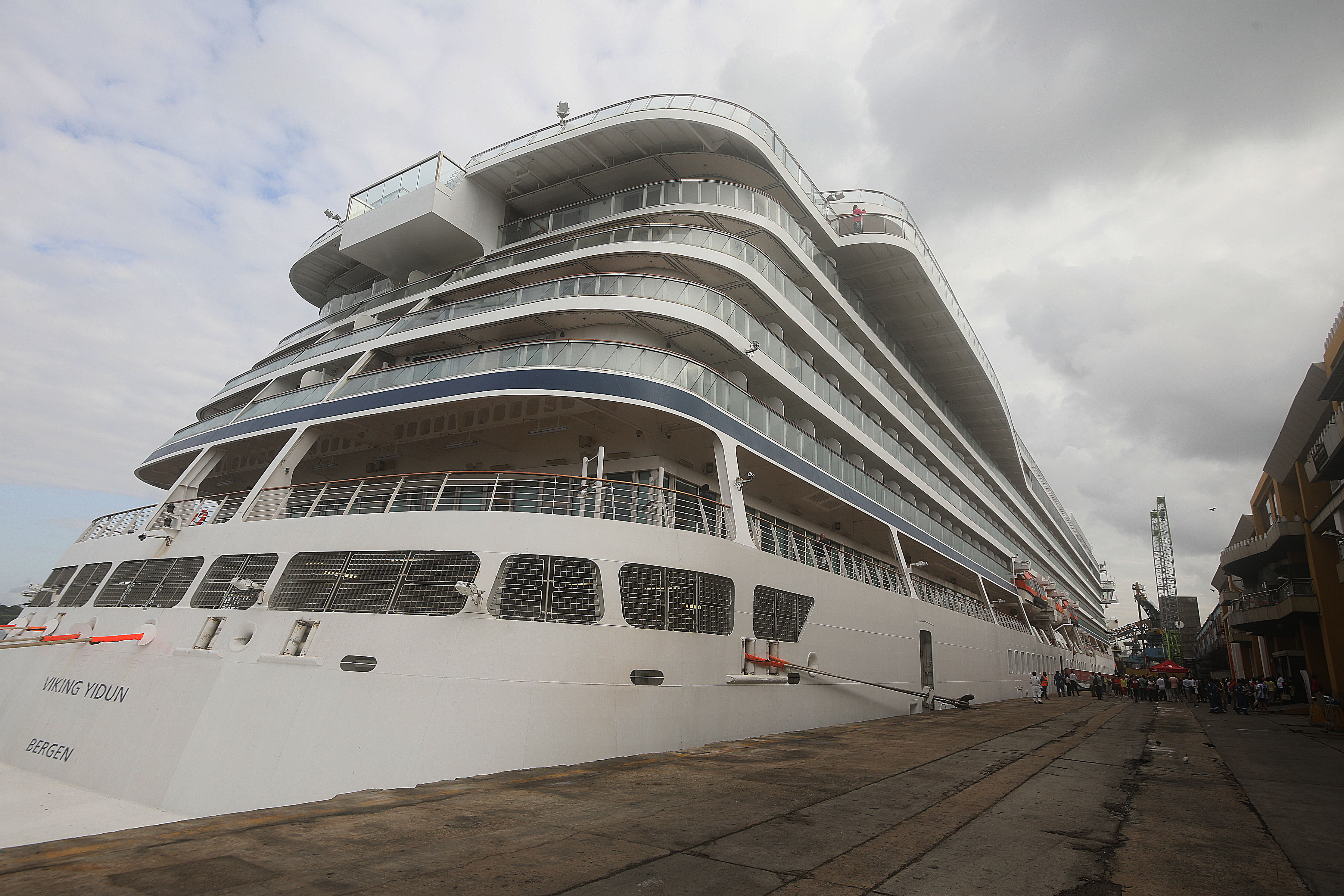  The 228-metre-long MS Viking Yi Dun cruise vessel at the Port of Mombasa.