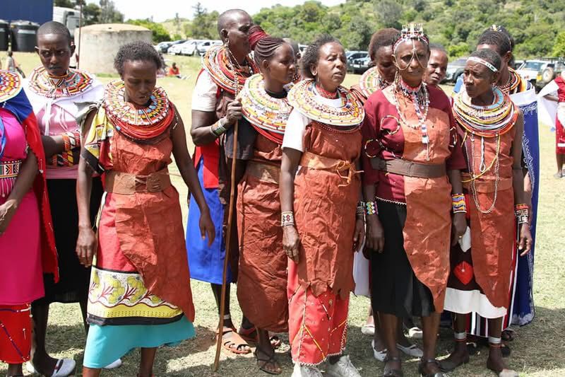 Yiaku people during a tree planting at Kurikuri comprehensive school in Laikipia North. Photo/Martin Munyi