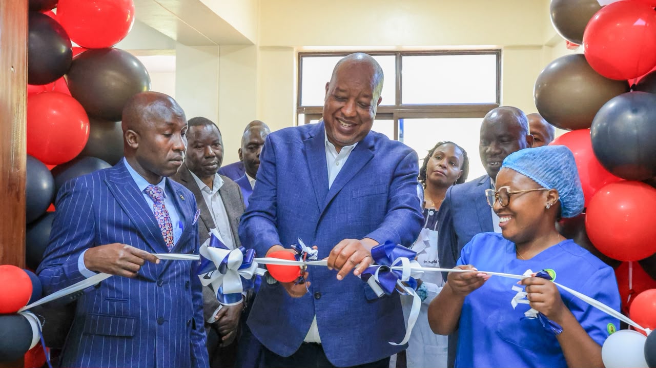 Nyamira Governor Amos Nyaribo opens a new renal unit at Nyamira referral hospital and addresses patients waiting undergo dialysis sessions