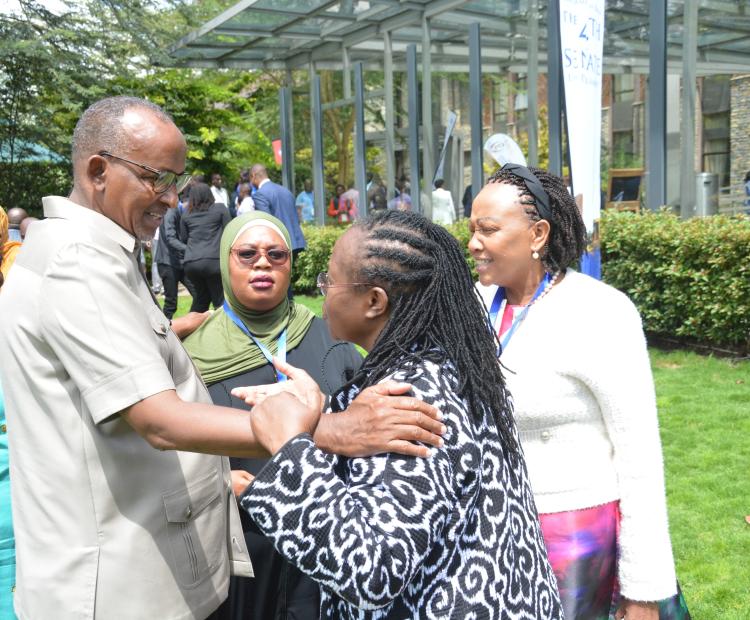 Health Cabinet Secretary Adan Duale engages Senators in the sidelines of a Senate engagement in Naivasha 