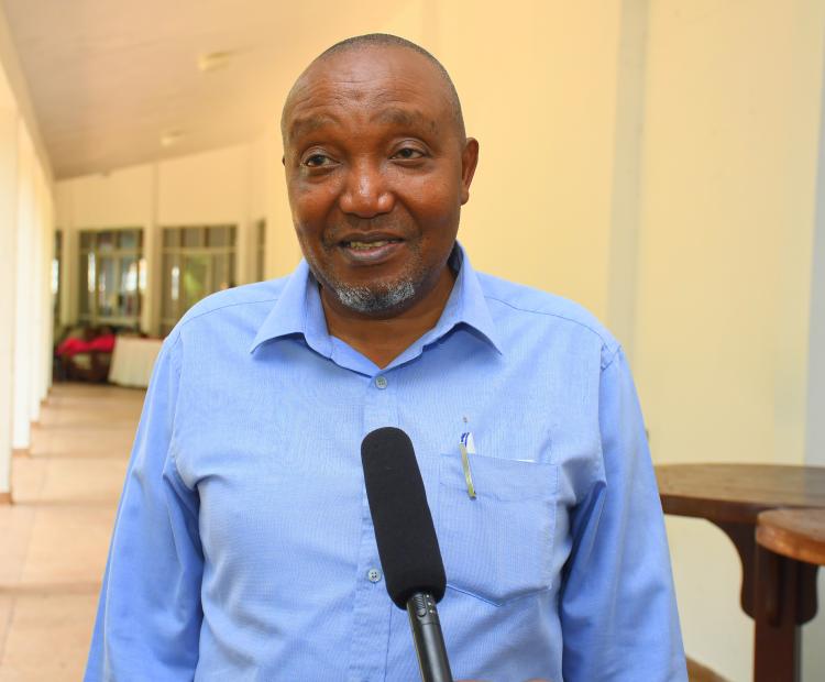 State Department for Mining Director of Licensing, Compliance and Enforcement Gregory Kituku briefs KNA on the sidelines of a public participation forum on proposed mining legislation and regulations in Mombasa County.