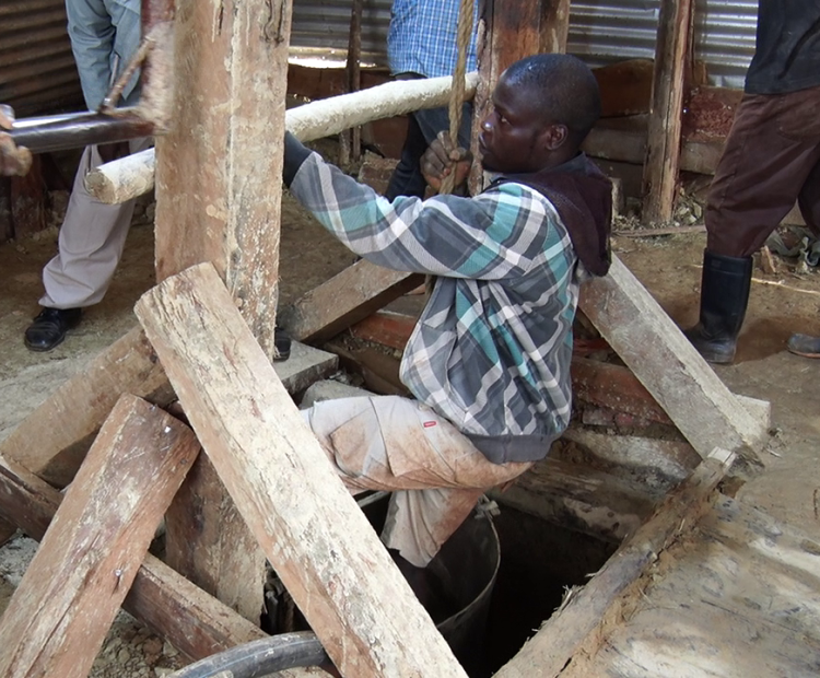 An artisanal miner descends into a gold mine at Rosterman in Kakamega County as Kenya advances reforms aimed at formalising and modernising the mining sector.
