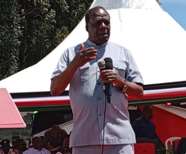 Caption: Cabinet Secretary (CS) for Cooperatives and MSMEs, Wycliffe Ambetsa, Oparanya addresses traders at Sibanga in Cherangany, Trans Nzoia County, on September 2, 2026. He urged them to embrace SACCOs to cultivate a savings culture and access affordable credit. Photo by Winnie Jelagat/ KNA.