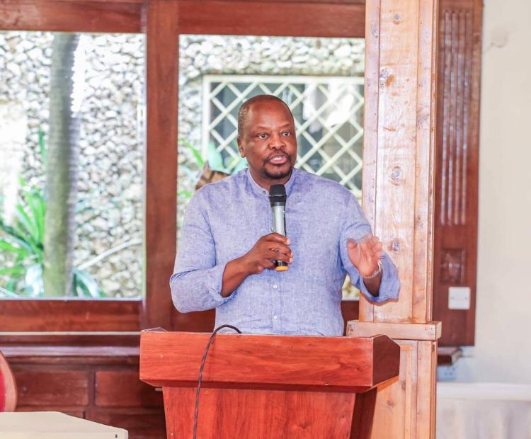 Agriculture Cabinet Secretary Mutahi Kagwe speaks during deliberations with the Senate Agriculture Committee.